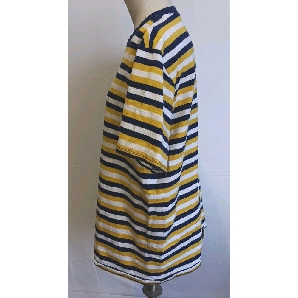 Vintage Guess Originals T-Shirt Striped Embroidery Mens Medium Yellow Blue - Picture 2 of 11